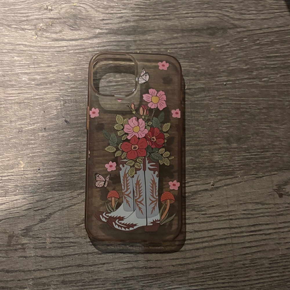 Floral Pattern Phone Case - Brown